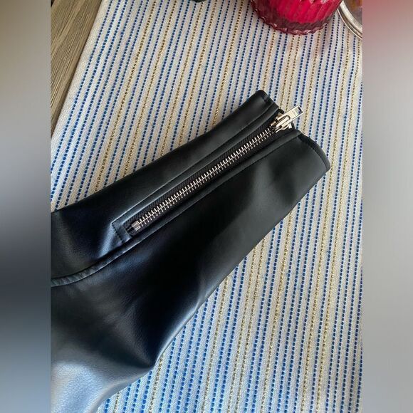 MOTHER  Jacket Womens Size XS Black The Long Chopper Faux Leather Regular Fit - Picture 11 of 16